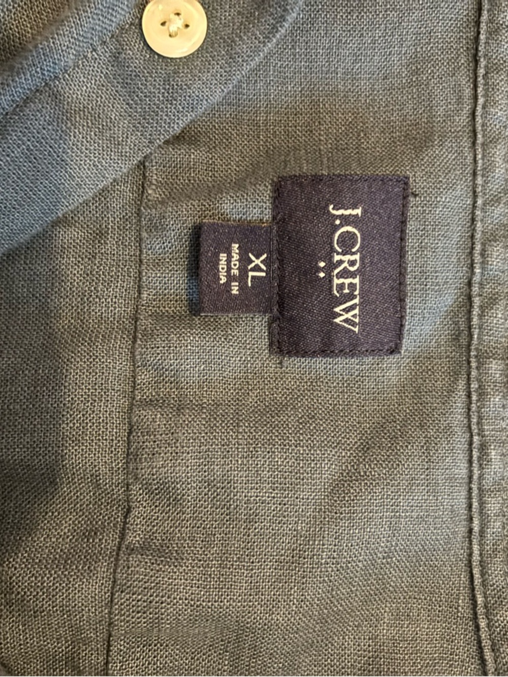 J. Crew Blue Green Linen Button-Down